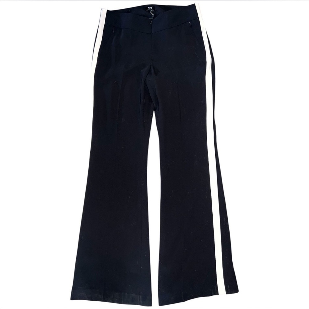 W by Worth Black and White Striped Tuxedo Pants